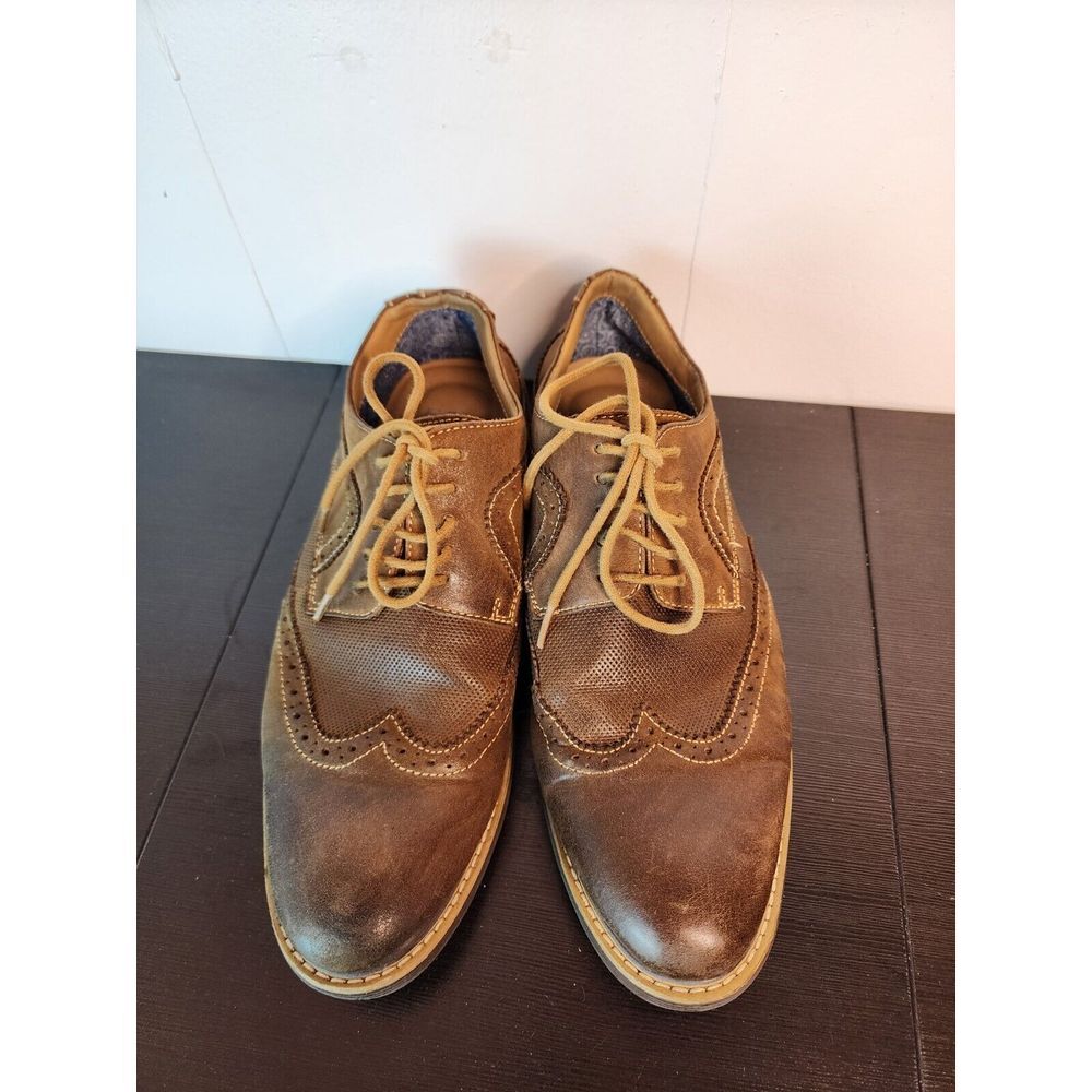 Mens Steve Madden P-Jorn‎ Brown Leather Upper Wingtip Shoes Size 9